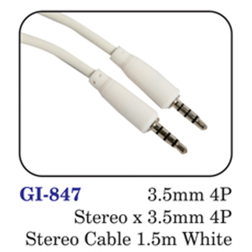 3.5mm 4p Stereo X 3.5mm 4p Stereo Cable 1.5m White