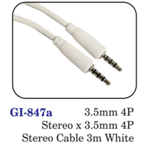 3.5mm 4p Stereo X 3.5mm 4p Stereo Cable 3m White