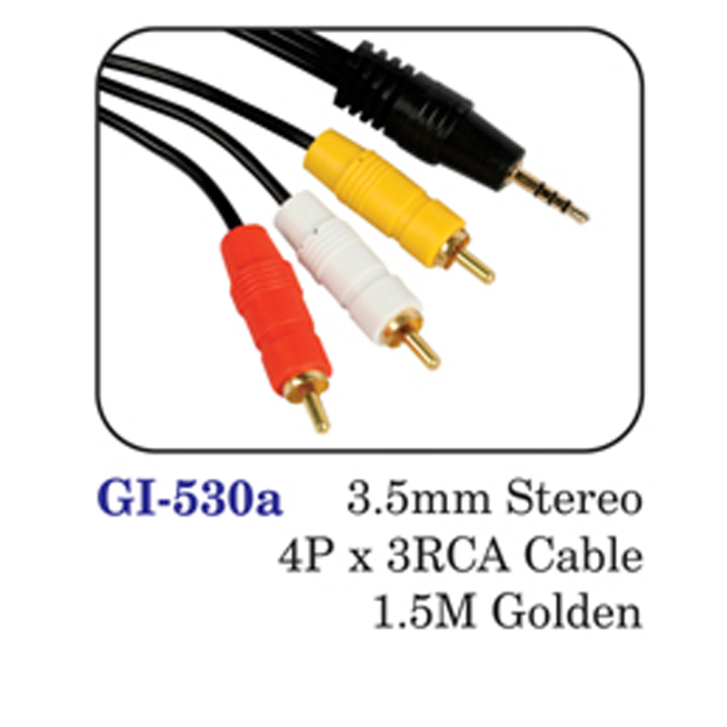 3.5mm Stereo 4p X 3rca Cable 1.5m Golden