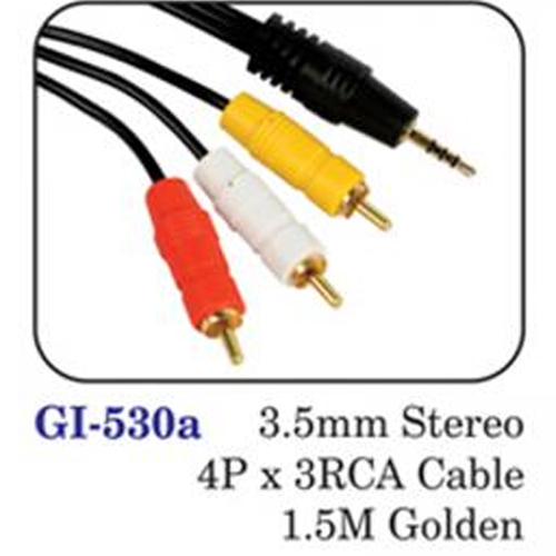 3.5mm Stereo 4p X 3rca Cable 1.5m Golden