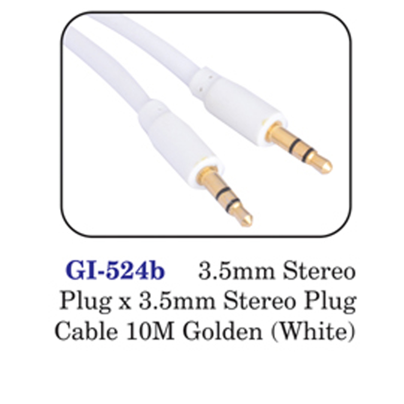 3.5mm Stereo Plug X 3.5mm Stereo Plug Cable 10m Golden (white)