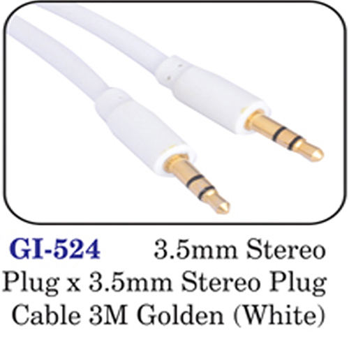 3.5mm Stereo Plug X 3.5mm Stereo Plug Cable 3m Golden (white)