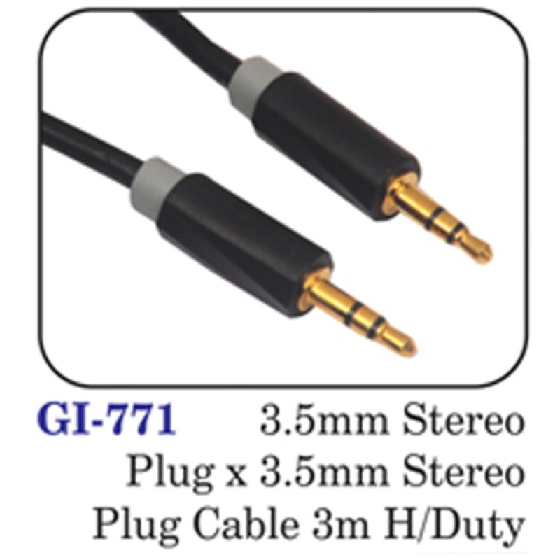 3.5mm Stereo Plug X 3.5mm Stereo Plug Cable 3m H/duty