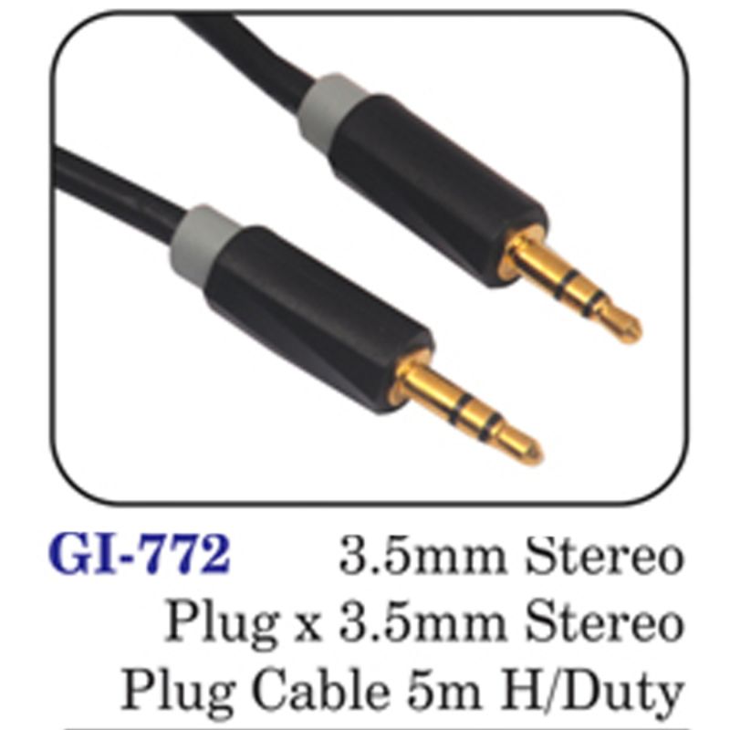 3.5mm Stereo Plug X 3.5mm Stereo Plug Cable 5m H/duty