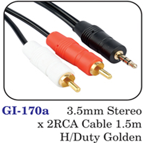 3.5mm Stereo X 2rca Cable 1.5m H/duty Golden