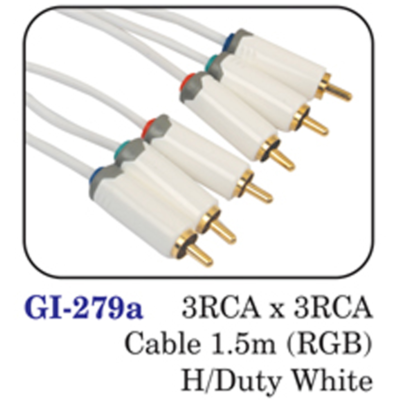 3rca X 3rca Cable 1.5m (rgb) H/duty White