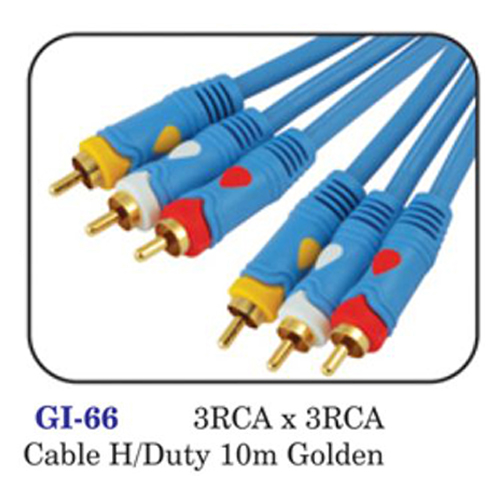 3rca X 3rca Cable H/duty 10m Golden