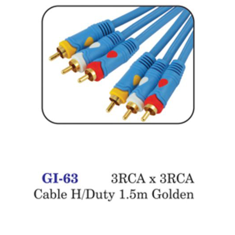 3rca X 3rca Cable H/duty 1.5m Golden