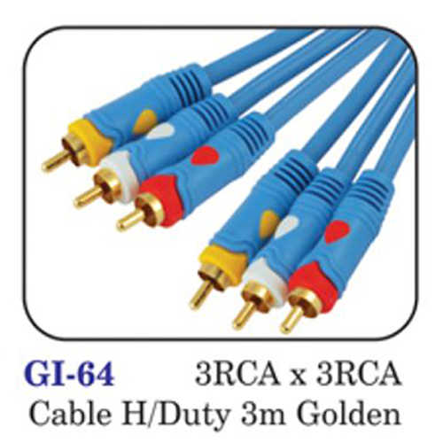 3rca X 3rca Cable H/duty 3m Golden