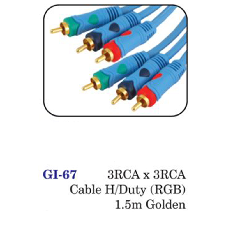 3rca X 3rca Cable H/duty (rgb) 1.5m Golden