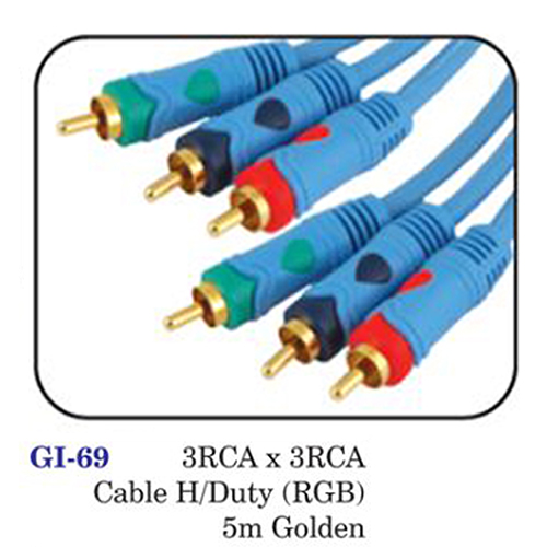 3rca X 3rca Cable H/duty (rgb) 5m Golden