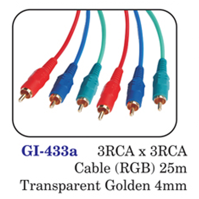 3rca X 3rca Cable (rgb) 25m Transparent Golden 4mm