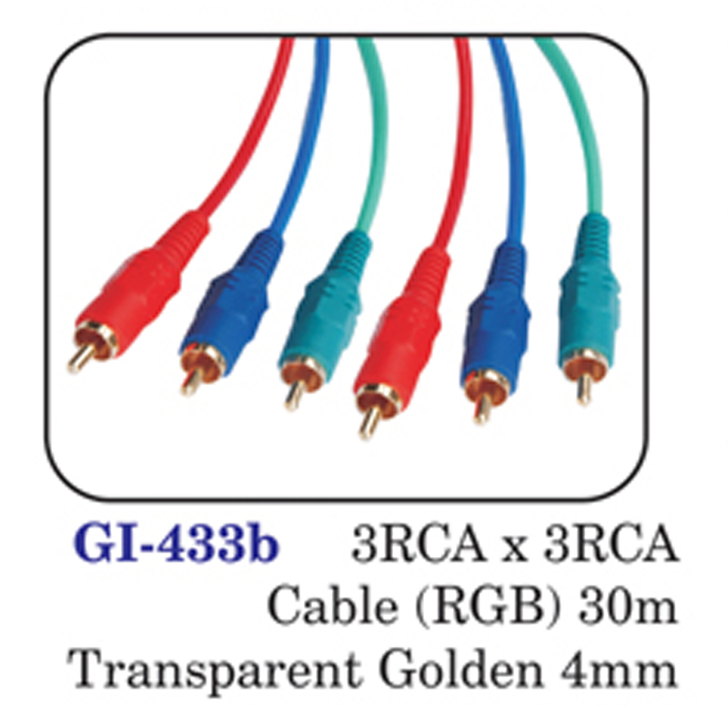 3rca X 3rca Cable (rgb) 30m Transparent Golden 4mm