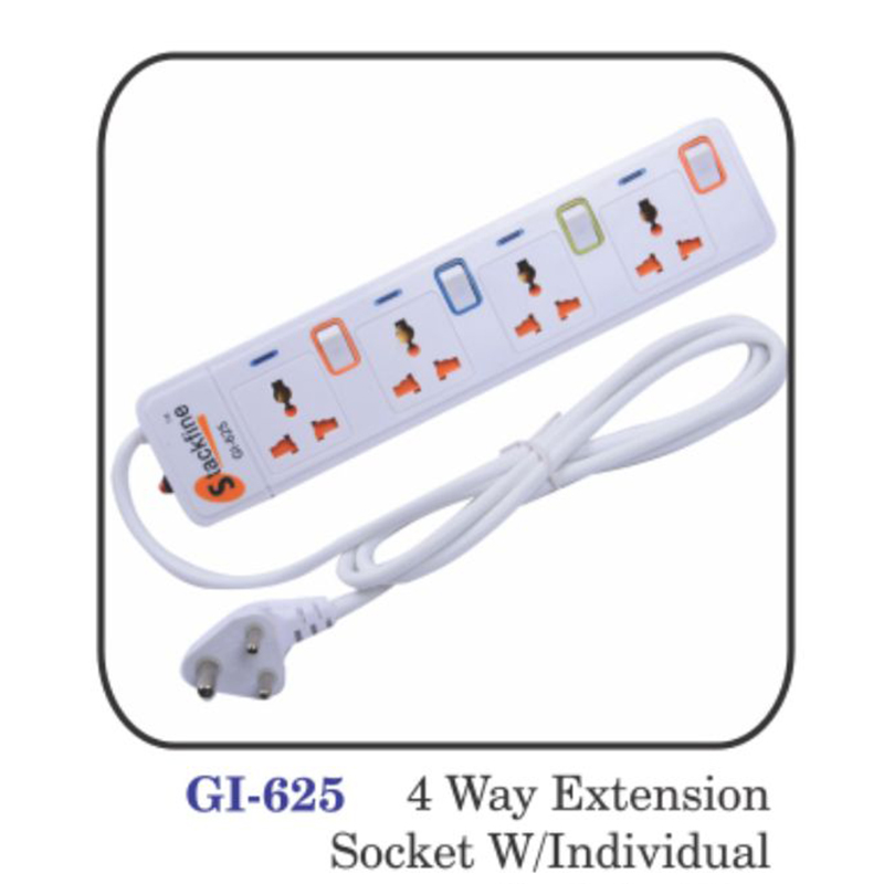 4 Way Extension Socket W/individual Switch 1.5m