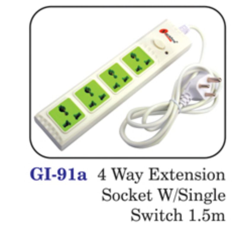 4 Way Extension Socket W/single Switch 1.5m