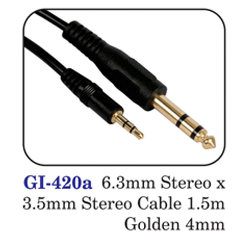 6.3mm Stereo X 3.5mm Stereo Cable 1.5m Golden 4mm