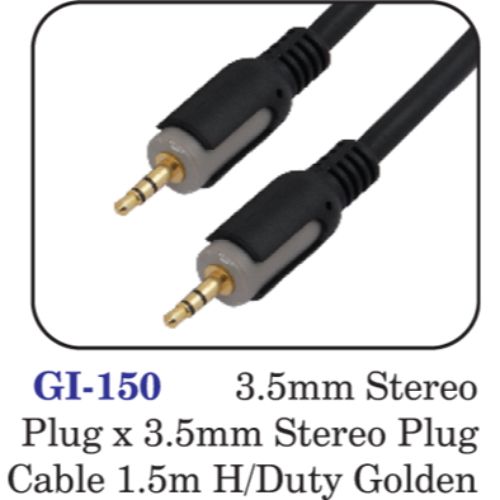 3.5mm Stereo Plug X 3.5mm Stereo Plug Cable 1.5m H/duty Golden