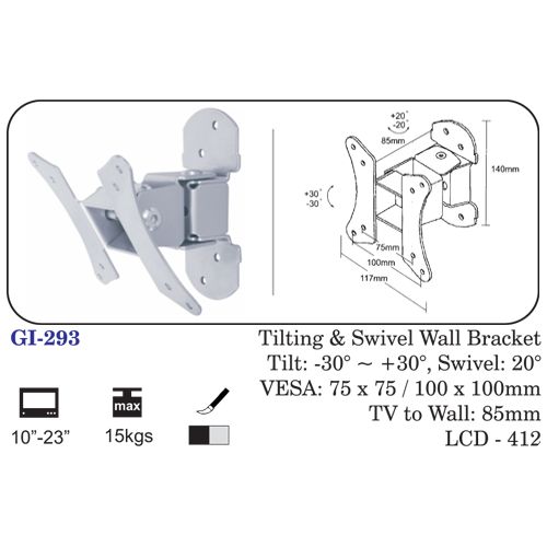 Tilting & Swivel Wall Bracket 10" To 23"