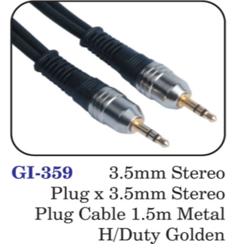 3.5mm Stereo Plug X 3.5mm Stereo Plug Cable 1.5m Metal H/duty Golden