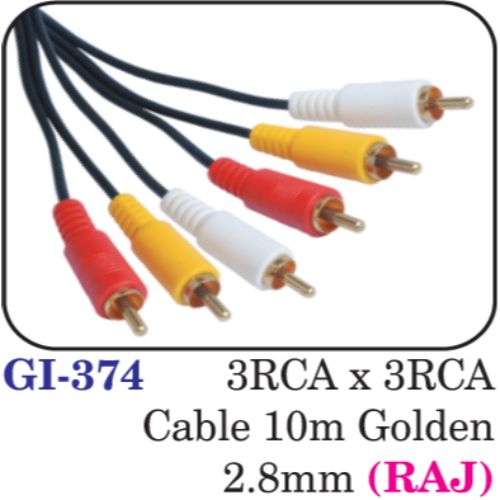 3rca X 3rca Cable 10m Golden 2.8mm (raj)