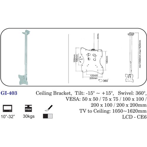 Ceiling Bracket 10" To 32"