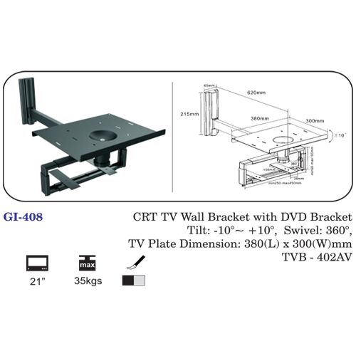 Crt Tv Wall Bracket With Dvd Bracket 21"