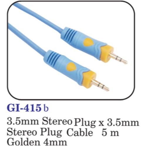 3.5mm Stereo Plug X 3.5mm Stereo Plug Cable 5m Golden 4mm