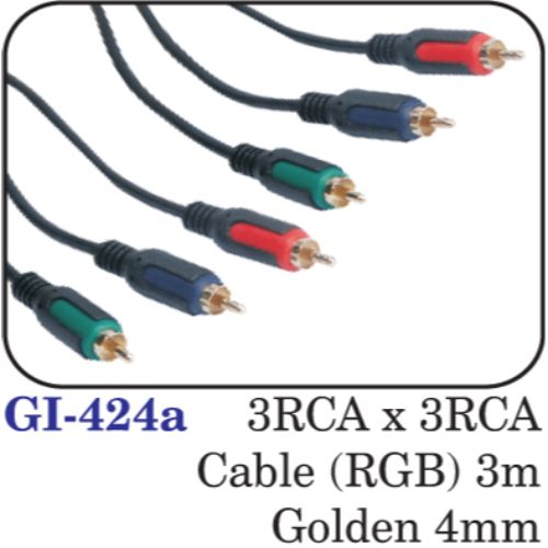 3rca X 3rca Cable (rgb) 3m Golden 4mm