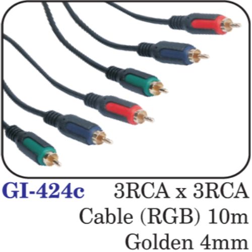 3rca X 3rca Cable (rgb) 10m Golden 4mm