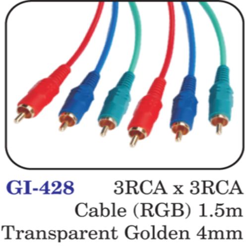 3rca X 3rca Cable (rgb) 1.5m Transparent Golden 4mm