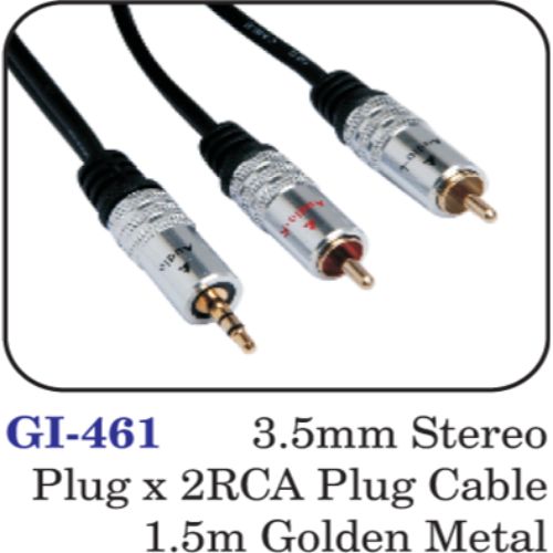 3.5mm Stereo Plug X 2rca Plug Cable 1.5m Golden Metal