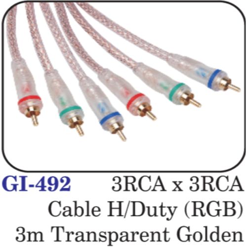 3rca X 3rca Cable H/duty (rgb) 3m Transparent Golden