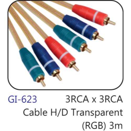 3rca X 3rca Cable H/d Transparent (rgb) 3m