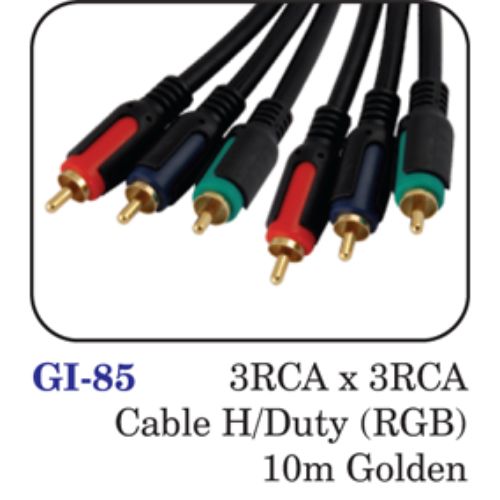 3rca X 3rca Cable H/duty (rgb) 10m Golden