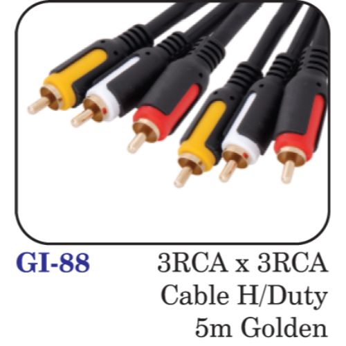 3rca X 3rca Cable H/duty 5m Golden