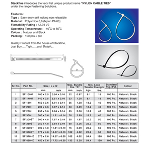 Cable Ties 140-2.5mm White/black