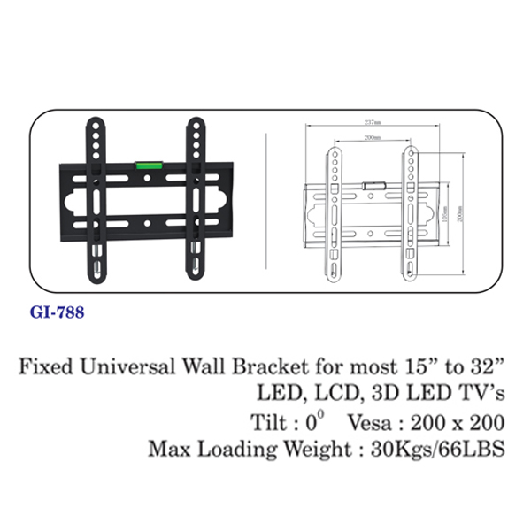 Fixed Universal Wall Bracket For Most 15" To 32" Led, Lcd, 3d Led Tvs