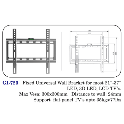 Fixed Universal Wall Bracket For Most 21" To 37" Led, 3d Led, Lcd Tvs