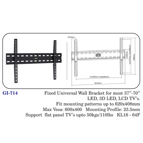 Fixed Universal Wall Bracket For Most 37" To 70" Led, 3d Led, Lcd Tvs