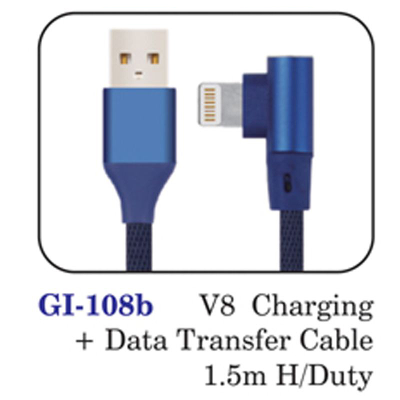 V8 Charging + Data Transfer Cable 1.5m H/duty