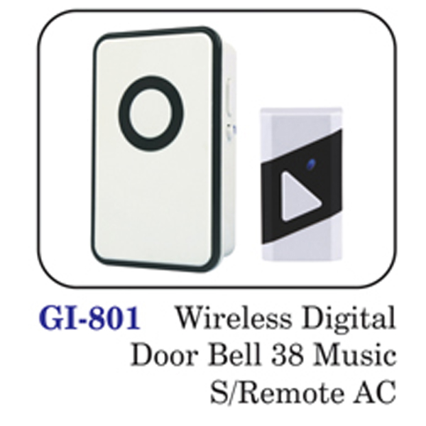 Wireless Digital Door Bell 38 Music S / Remote Ac