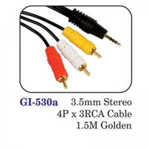 3.5mm Stereo 4p X 3rca Cable 1.5m Golden