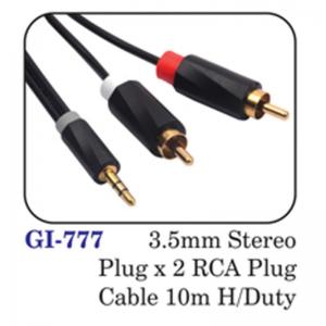 3.5mm Stereo Plug X 2 Rca Plug Cable 10m H/duty