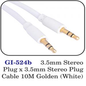 3.5mm Stereo Plug X 3.5mm Stereo Plug Cable 10m Golden (white)