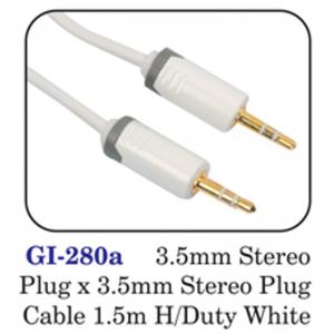 3.5mm Stereo Plug X 3.5mm Stereo Plug Cable 1.5m H/duty White