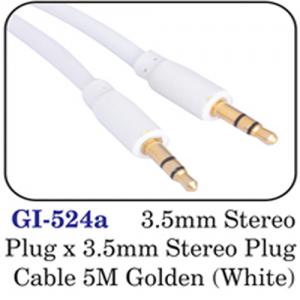 3.5mm Stereo Plug X 3.5mm Stereo Plug Cable 5m Golden (white)