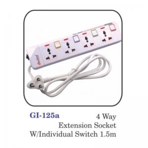 4 Way Extension Socket W/individual Switch 1.5m