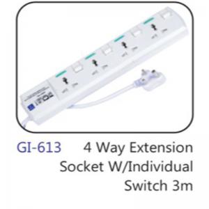 4 Way Extension Socket W/individual Switch 3m