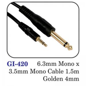 6.3mm Mono X 3.5mm Mono Cable 1.5m Golden 4mm