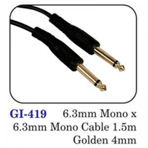 6.3mm Mono X 6.3mm Mono Cable 1.5m Golden 4mm